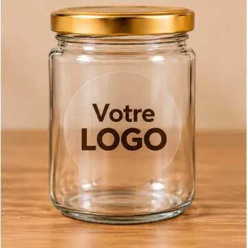 Étiquette transparente ronde sur bocal